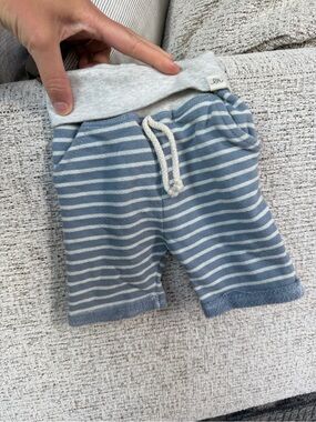 Lulu + Roo Striped Blue & White Baby Shorts